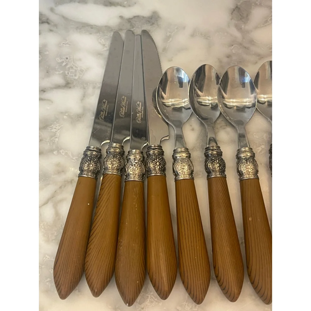 Pioneer Woman Cowgirl Lace 14-Pc Stainless Flatware Set Faux Wood Handles
